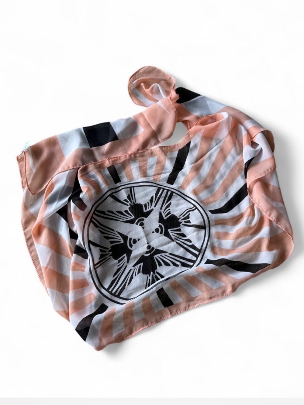 Lalique Peach and White Patterned scarf